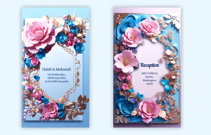 Wedding Invitation 3D Floral Design Instagram Story